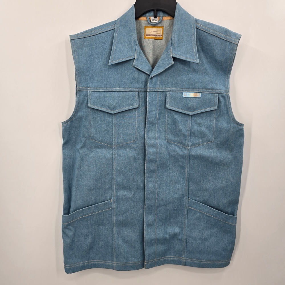 Vintage Nike Jordan Brand Denim Vest Mens Medium Light Wash Blue Cotton 2181